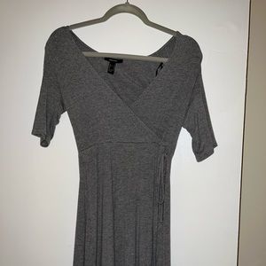 Forever 21 Grey Wrap Cotton Mini Dress